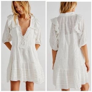 Free People Elora Ruffled Lace-Trim Dress